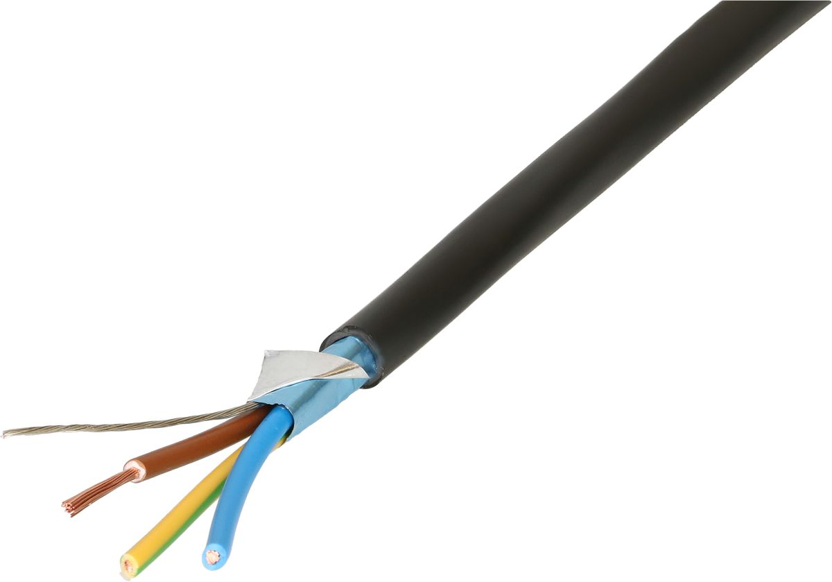 Kabel abgeschirmt 3x1mm2 10m, schwarz