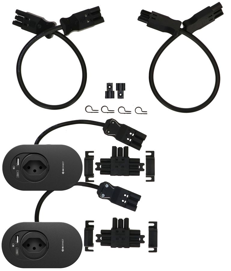 Twin set di estensione ORBIT presa multipla nero tipo 13 USB-A/C