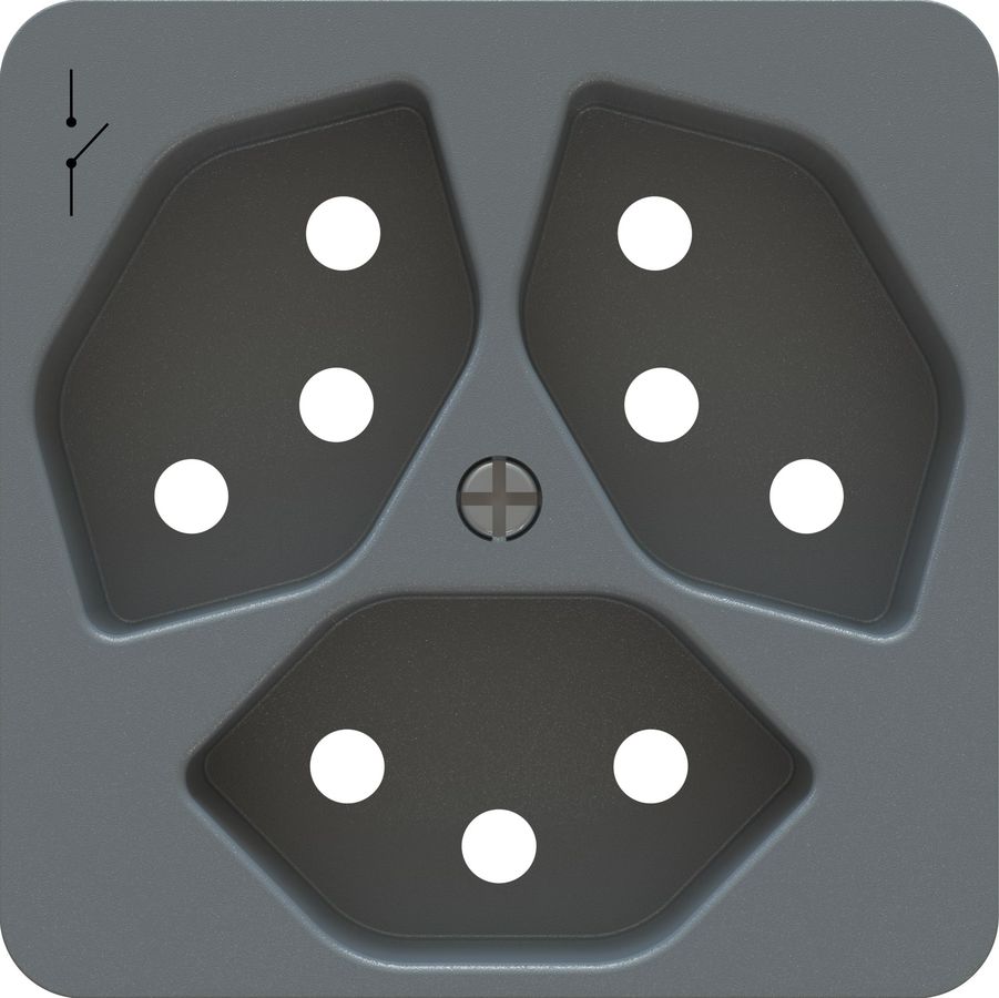 prise 3x type 13 1S plaque frontale priamos anthracite