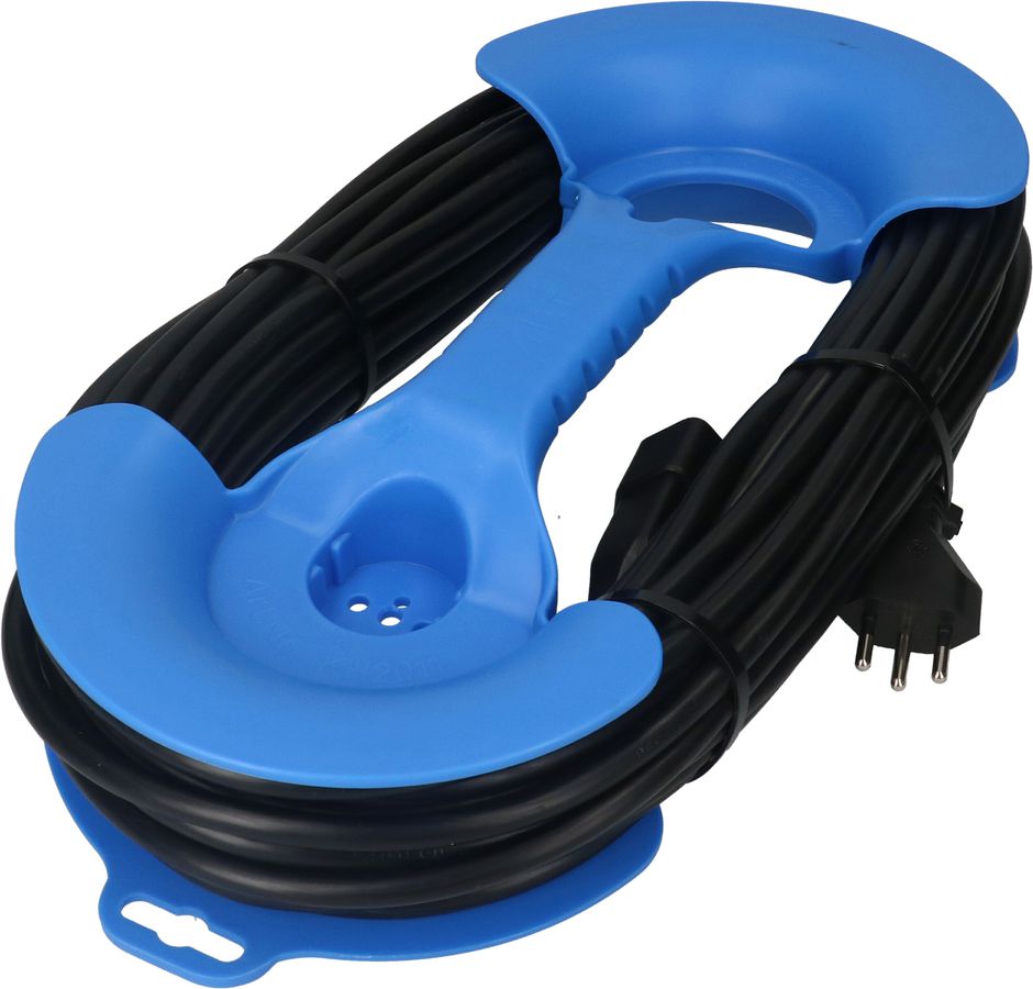 Prolunga TD H05VV-F3G1.5 20m nero incl. avvolgicavo blu