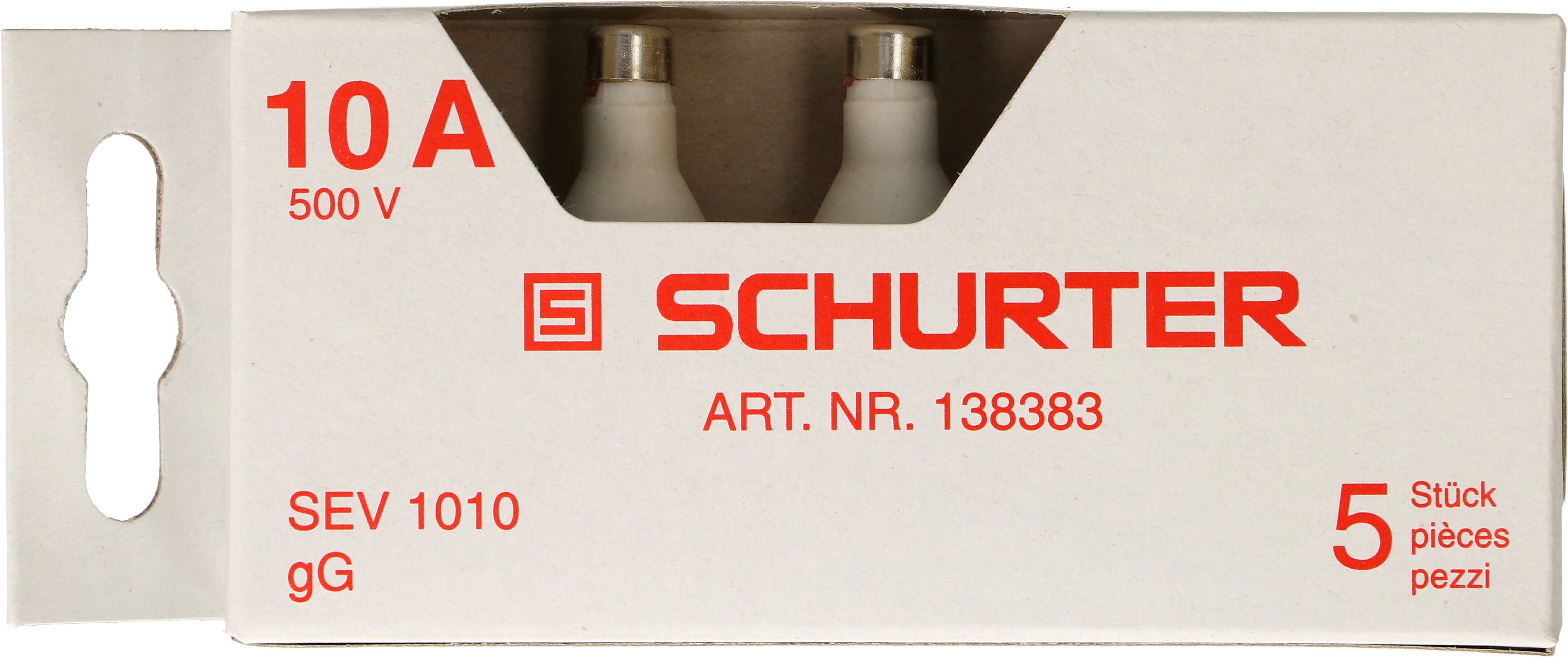 Sicherung 10A träge 500V DT-II / 5 Stück