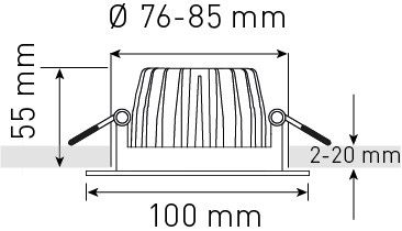 LED-Einbauspot STATO Nickel gebürstet 3000K 960lm 60°