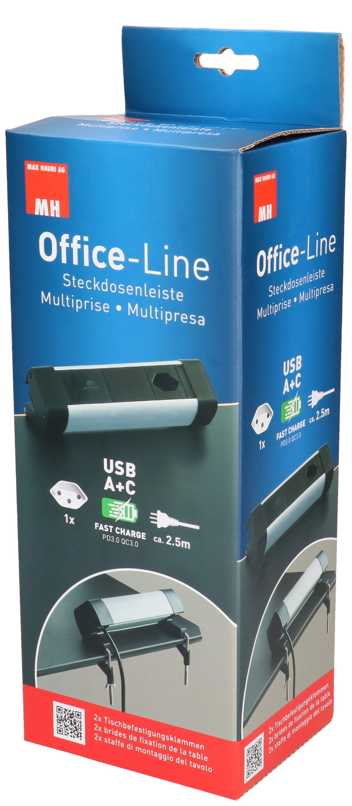 multiprise Office Line 1x type 13 1x USB A 1x USB C, PD+QC