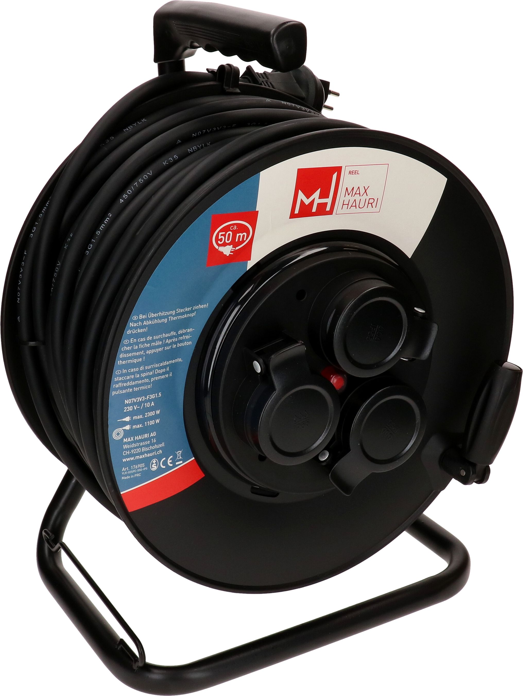 Kabelrolle 3x Typ 13 IP55 50m schwarz