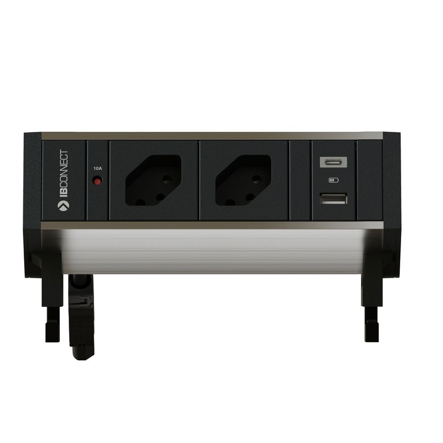 SUPRA bloc multiprise anodisé 2x type 13 1x USB-A/C