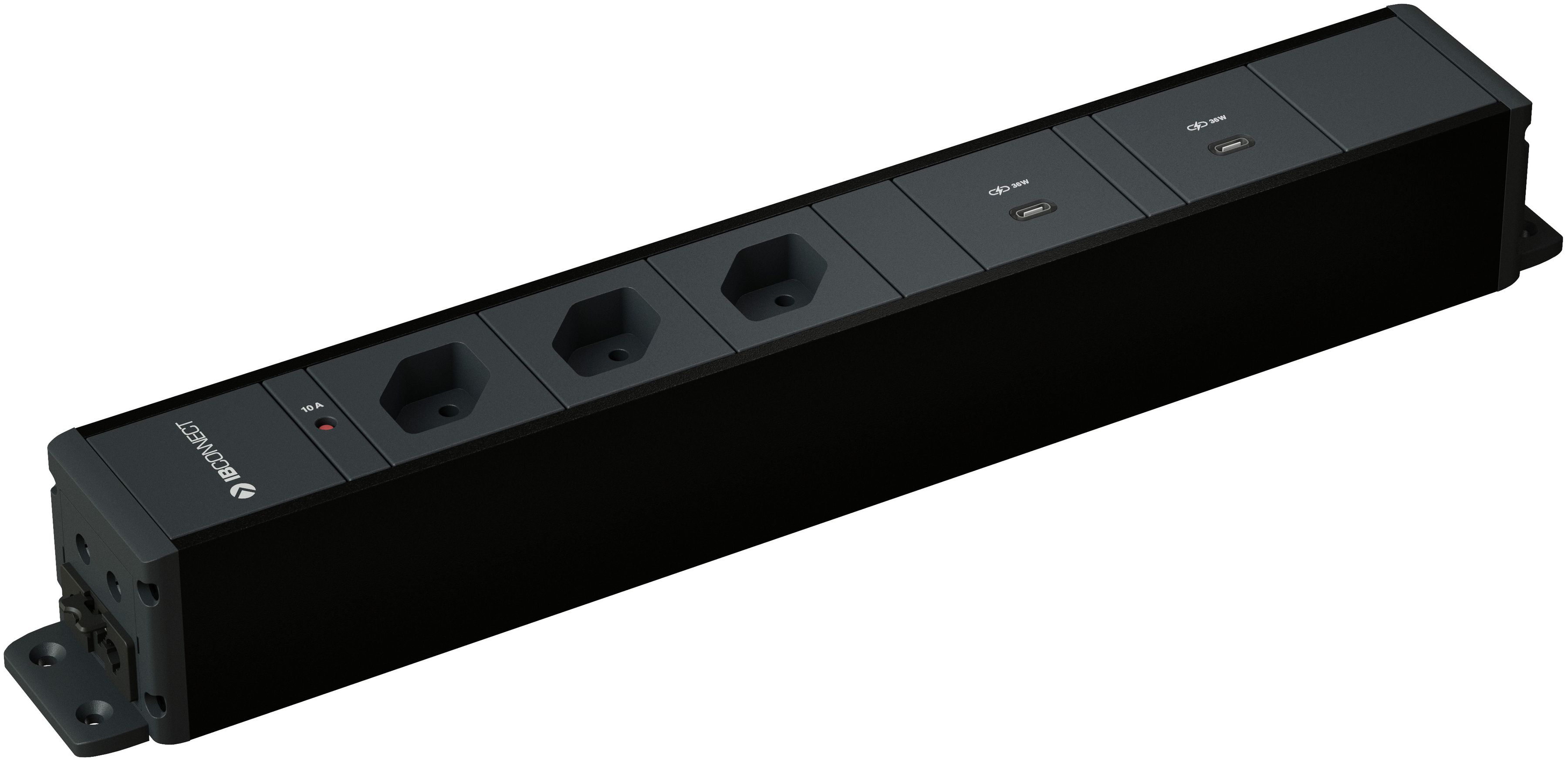 CUBO Steckdoseneinheit schwarz 3x Typ 13 2x USB-C 36W