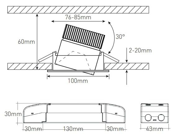 spot encastré à LED AXO DALI blanc, 3000K, 920lm, 38°