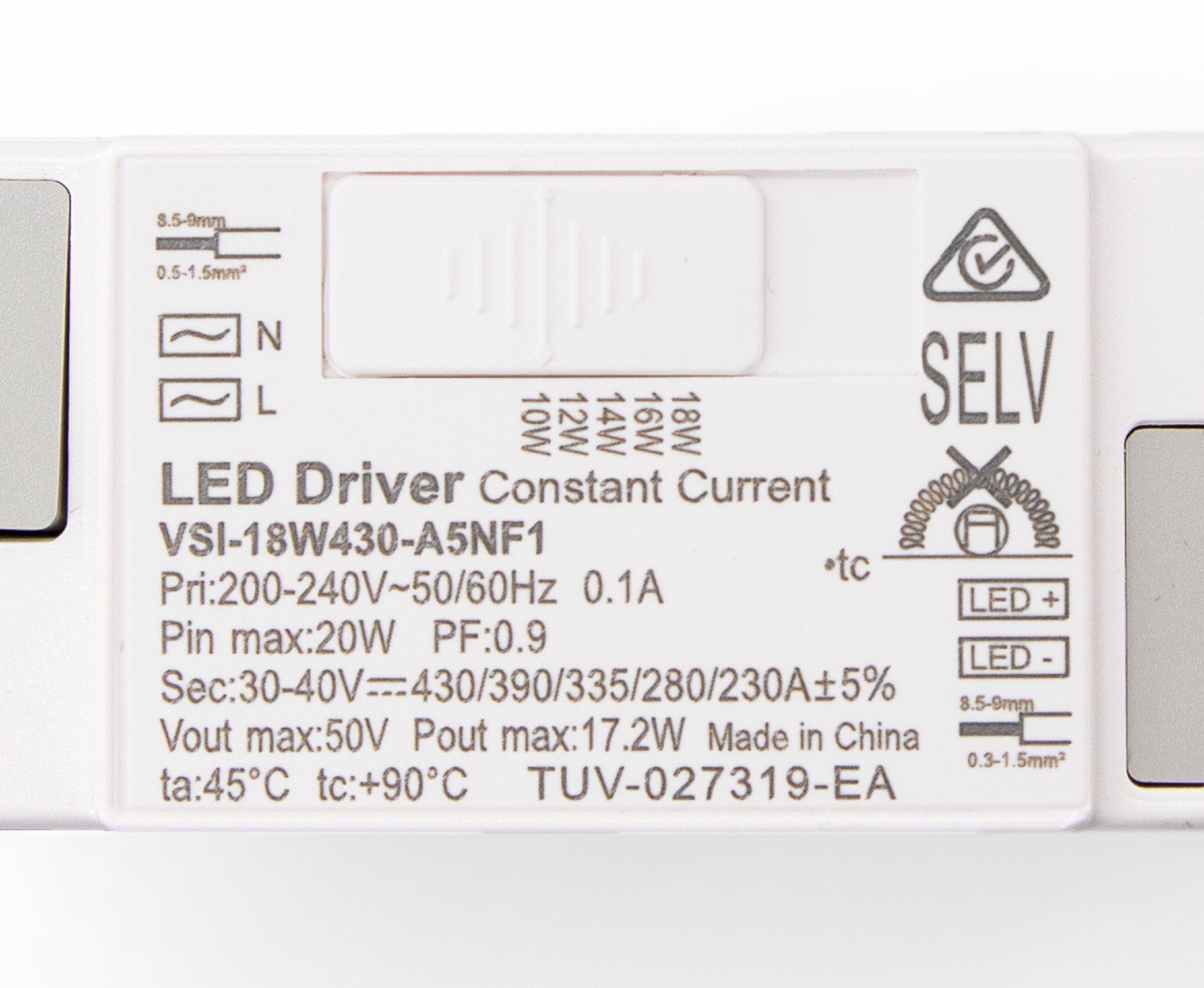 driver constant LED avec disjoncteur de puissance 10-12-14-16-18W