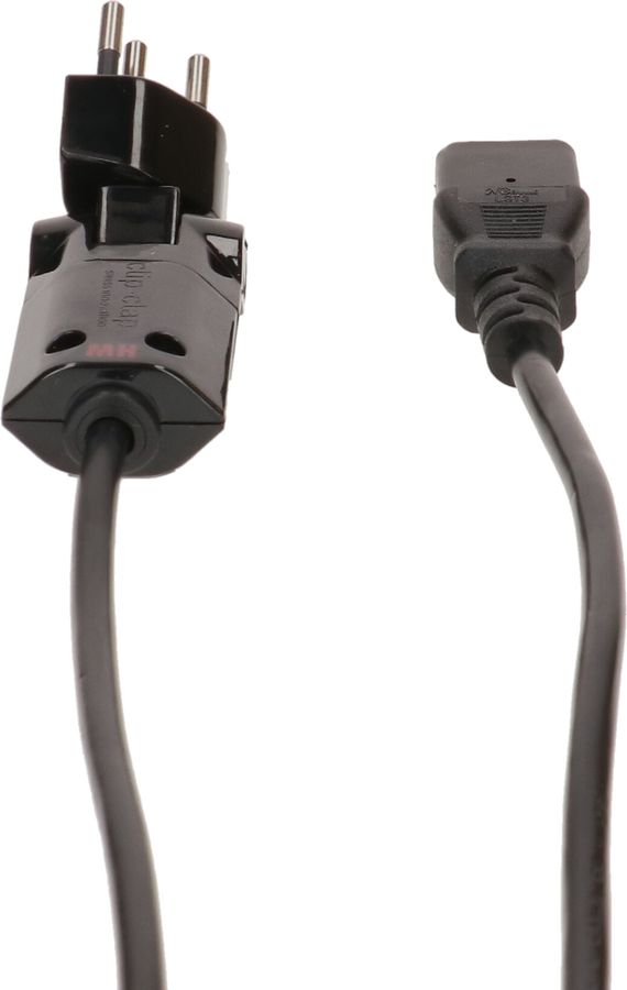 TD-Apparatekabel H05VV-F3G0.75 2m schwarz Typ 12 clip-clap/C13