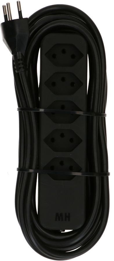 Steckdosenleiste Swiss Line 5x Typ 13 schwarz Magnet 5m