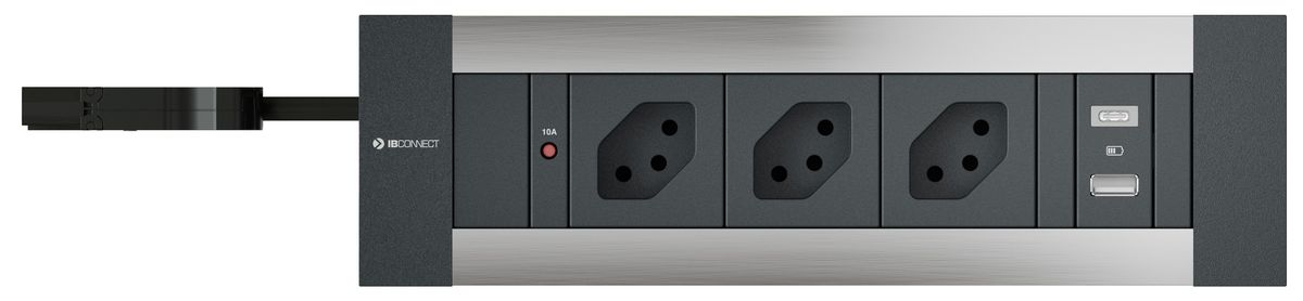 INTRO2.0 Steckdoseneinheit eloxiert 3x Typ 13 1x USB-A/C