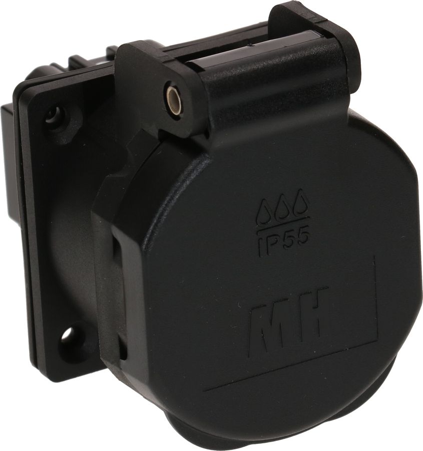 Einbausteckdose 1x Typ 13 L+N+PE Max Hauri IP55 schwarz/schwarz