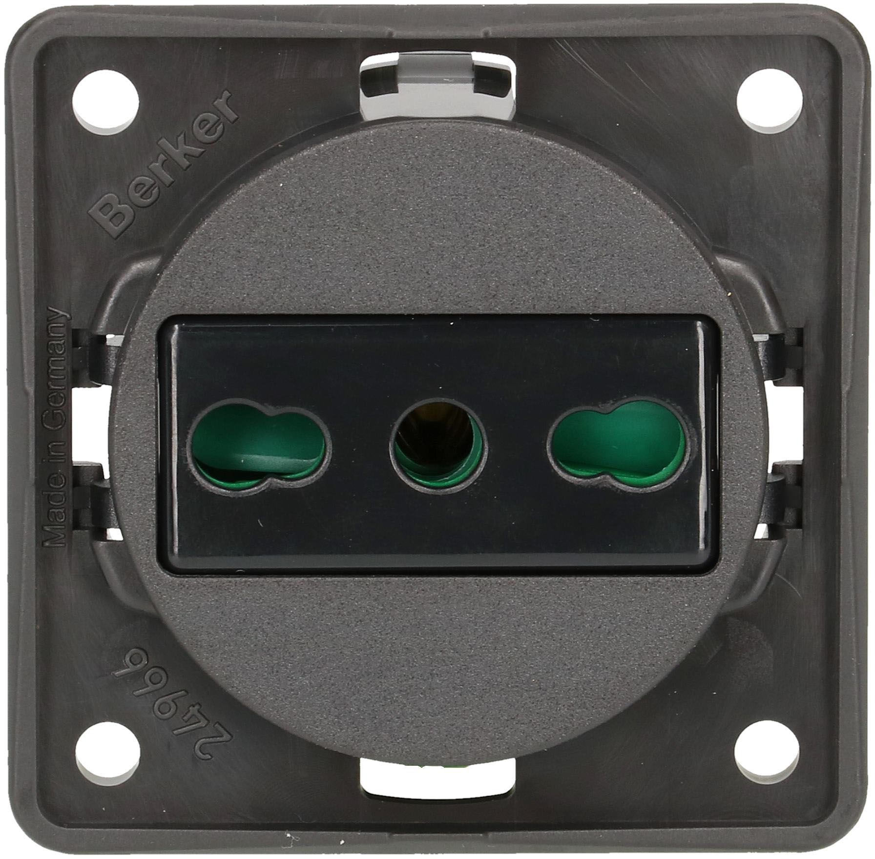 Steckdose 1x Typ L Apparat mit Frontplatte Berker Integro anth.