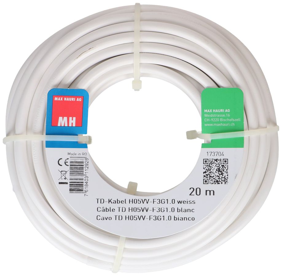 câble TD H05VV-F3G1.0 20m blanc