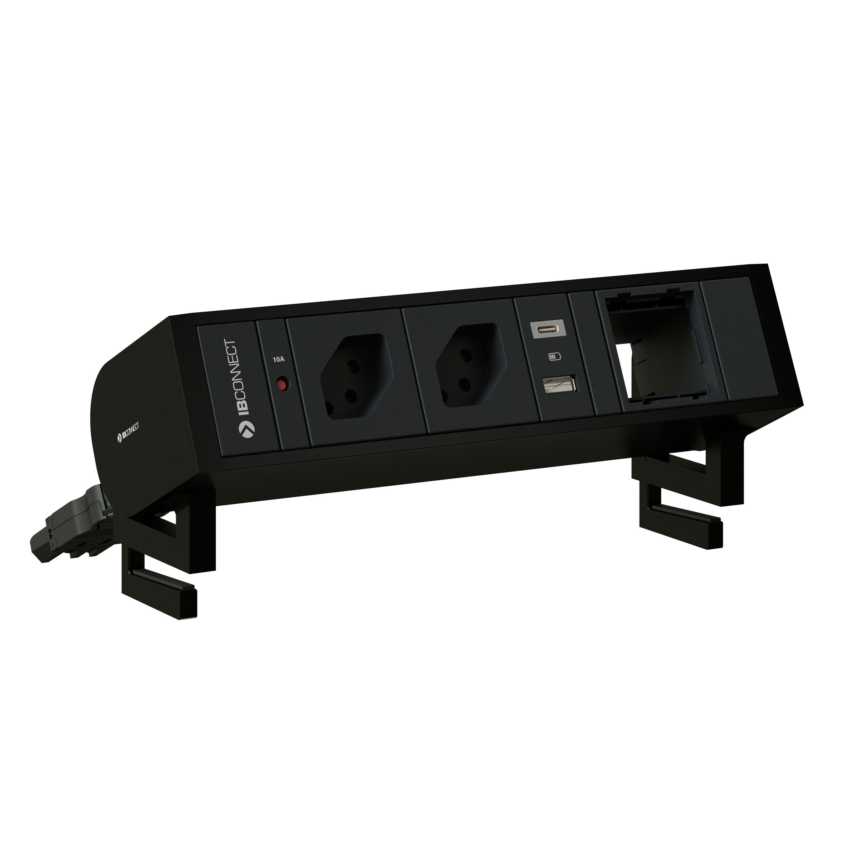 SUPRA bloc multiprise noir 2x type 13 1x USB-A/C 1x module vide