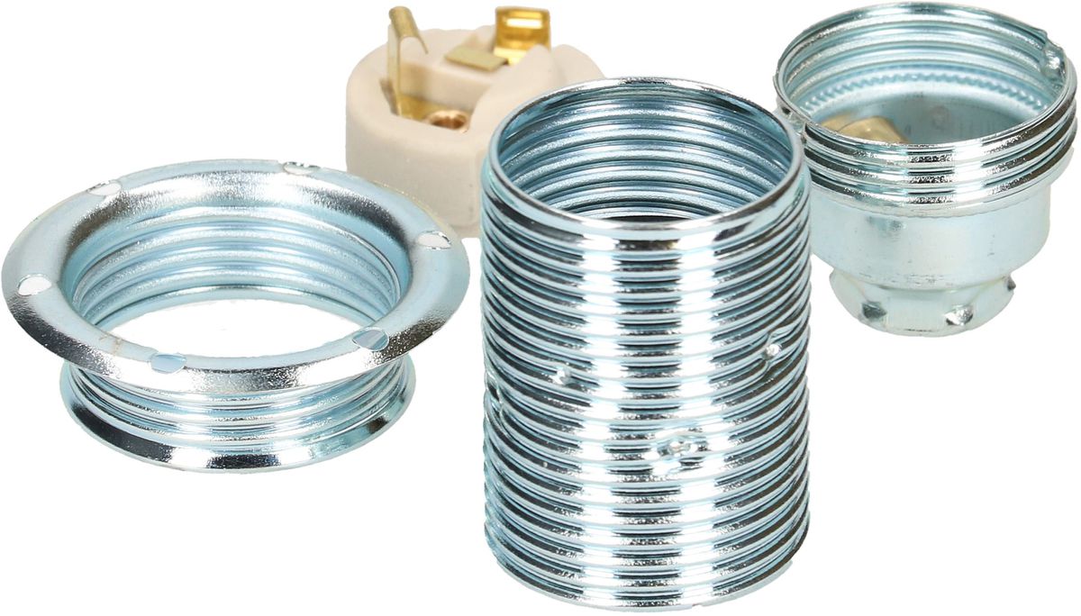 E14-Metallfassung mit Ring M10x1 Stahl Chrom