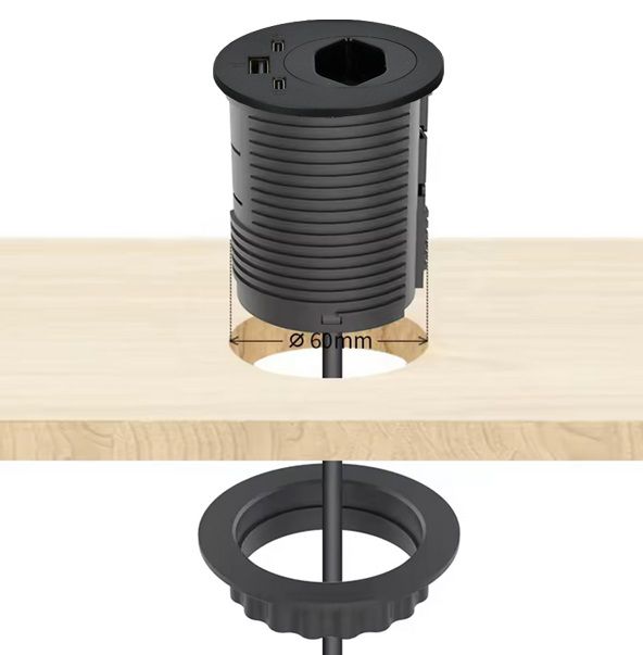 Anschlussfeld Einbau schwarz 1x Typ 13 USB-A/C 25W USB-C Daten