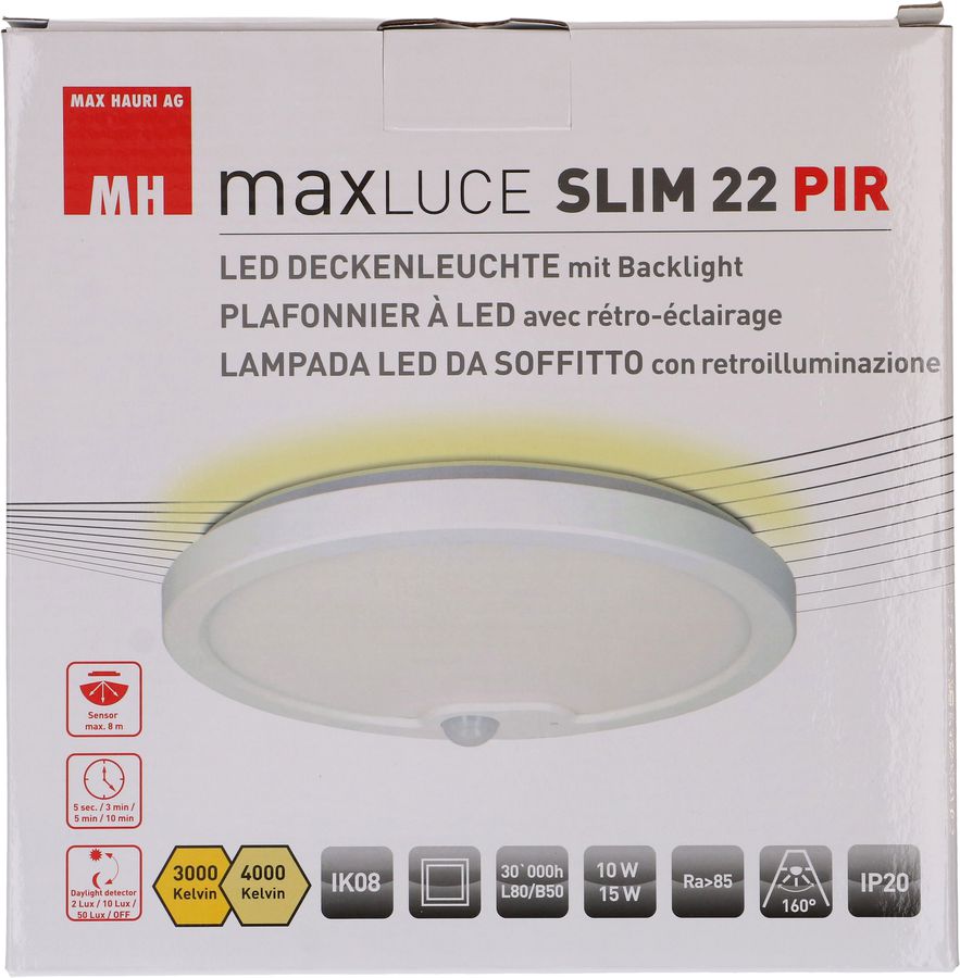 LED luce a soffitto SLIM 22 PIR 3000-4000K 10-15W