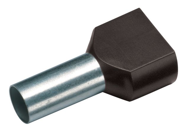 Cosse tubulaire à sertir jumelée isolée 2x1.5mm²/8mm noir