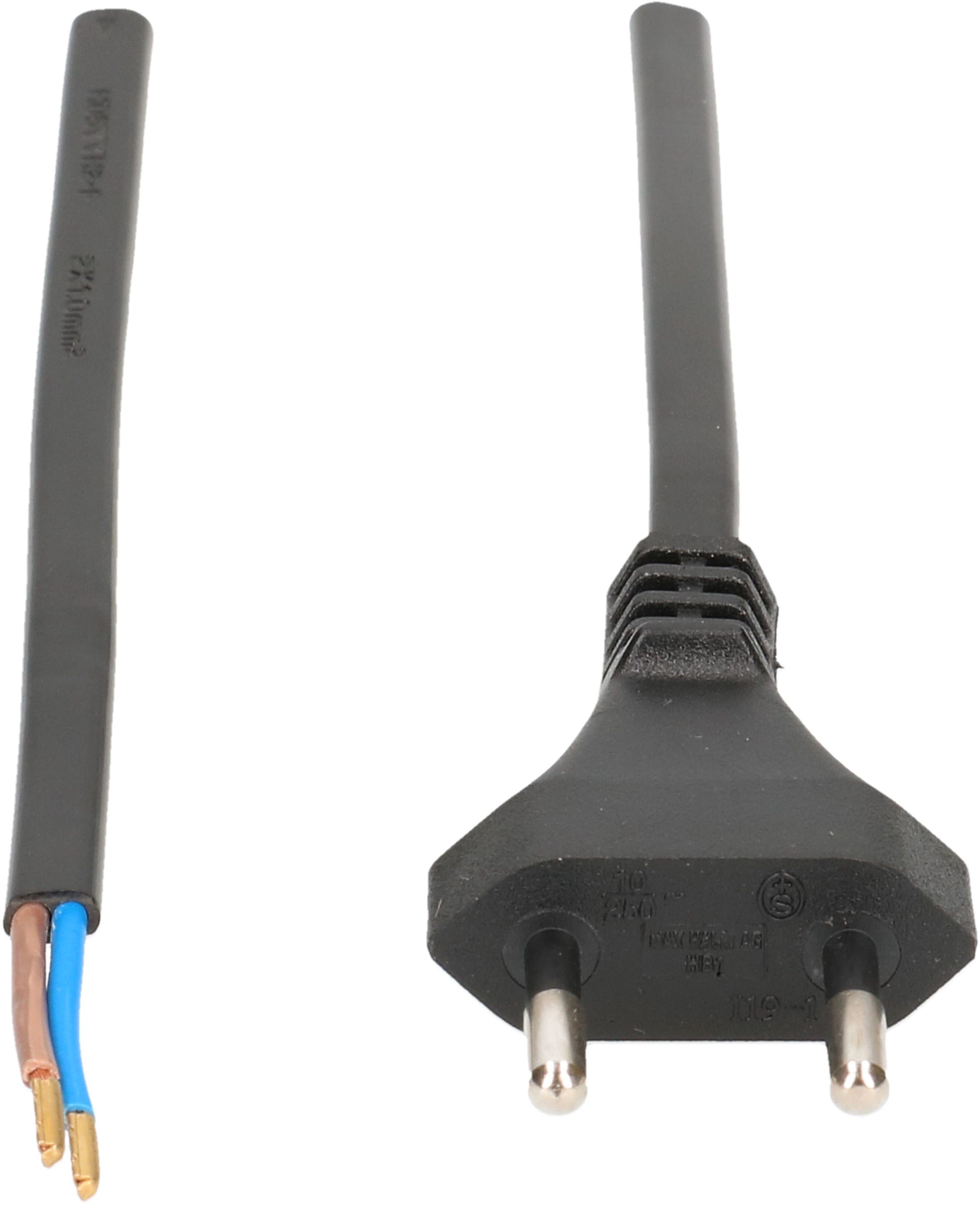 TDF câble secteur H05VVH2-F2X1.0 2m noir type 11