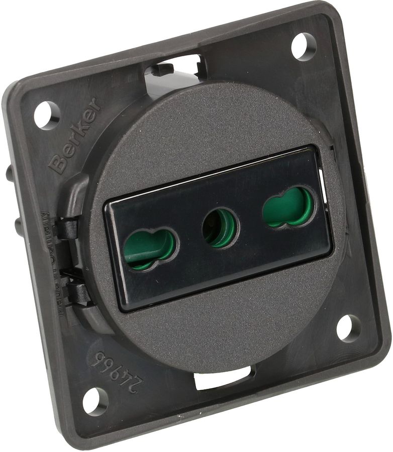 Steckdose 1x Typ L Apparat mit Frontplatte Berker Integro anth.
